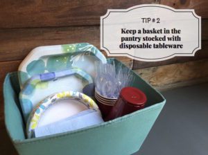 basket with disposable tableware