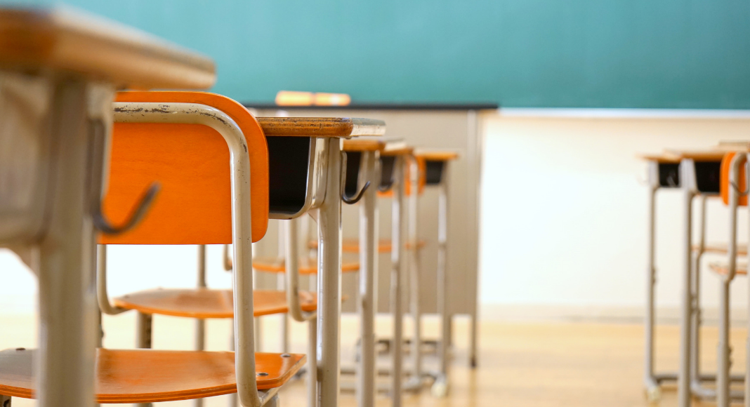 Desks in a classroom