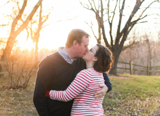 married couple kissing