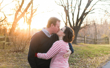 married couple kissing