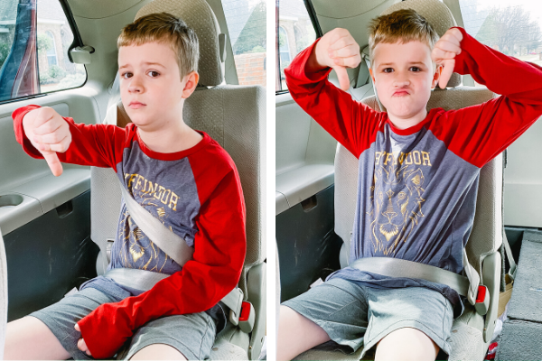 child with ill-fitting seat belt