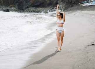 Woman in a bikini on the beach