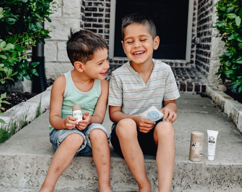 natural first aid kit with boys