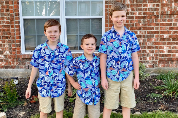 Three boys first day of school