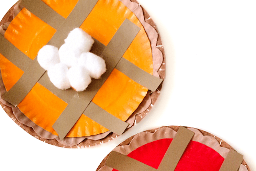 paper plate pie craft with cotton balls