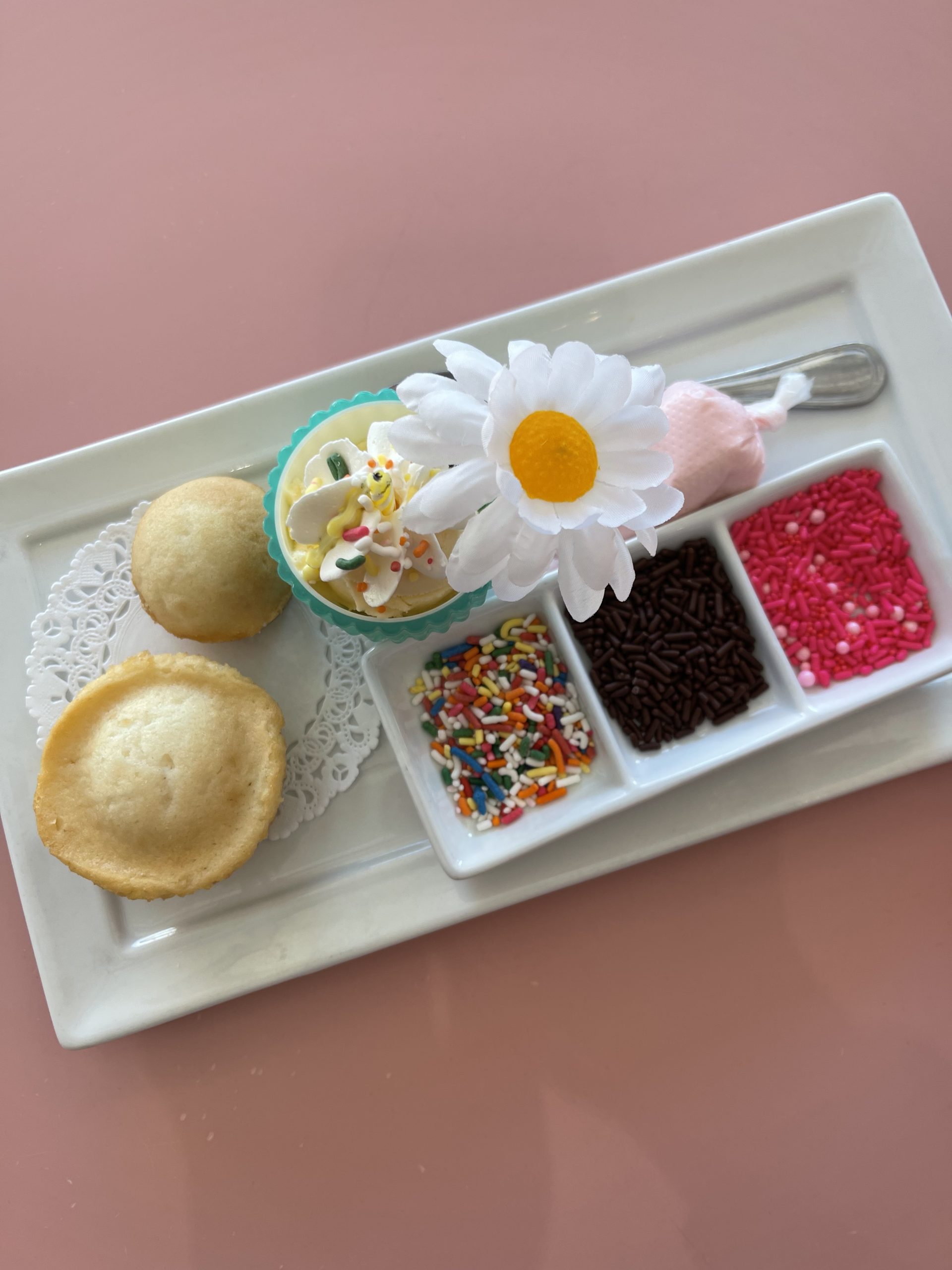 cupcake decorating station at the American Girl Store in Dallas