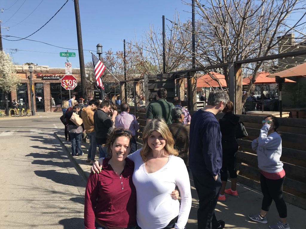 women outside of Pecan Lodge in Dallas