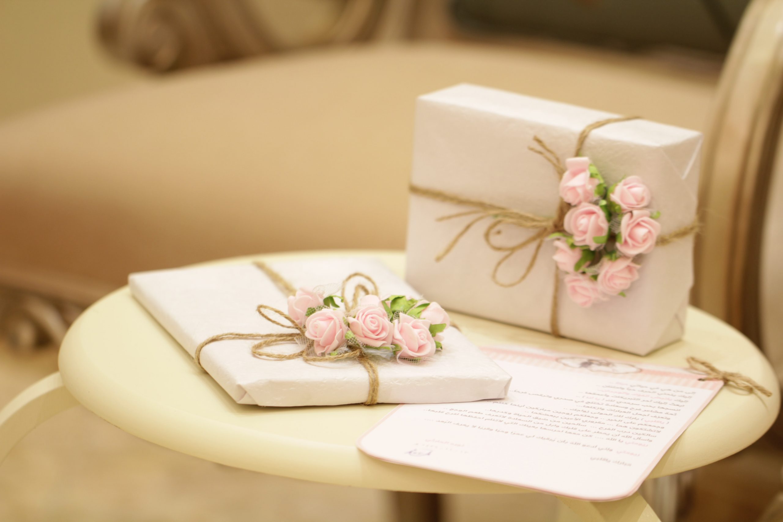 two wrapped wedding gifts, wedding gift ideas at different price points