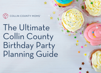 Cupcakes with sprinkles and title: Collin County Moms The Ultimate Collin County Birthday Party Planning Guide