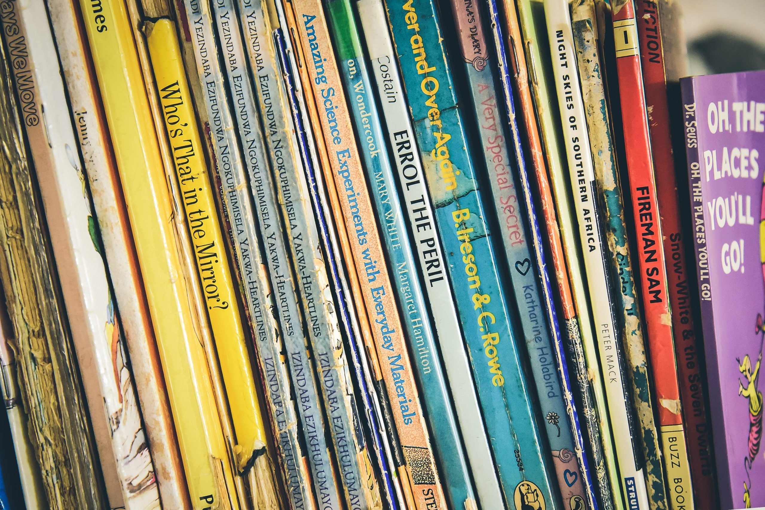 Books stacked next to each other.