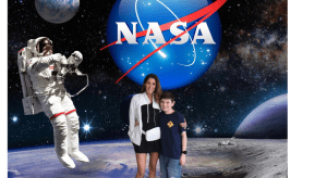 Mom and son at NASA Space Center Houston