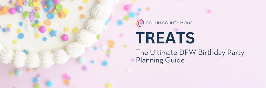 A cake frosted white with pastel sprinkles for Collin County Moms Treats: The Ultimate DFW Birthday Party Planning Guide