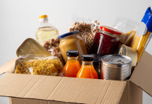 Box of donated food from food pantry