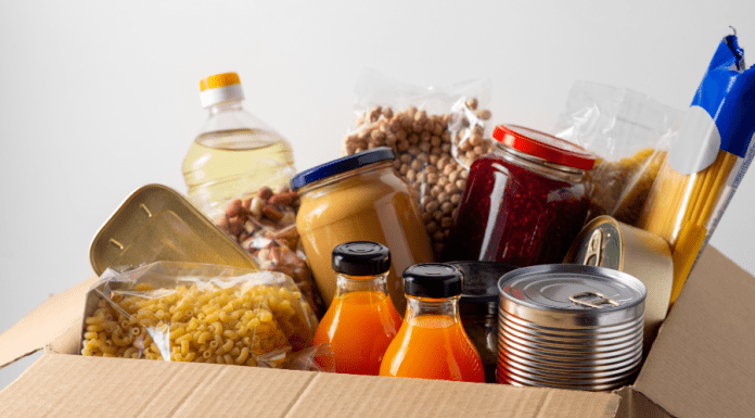 Box of donated food from food pantry